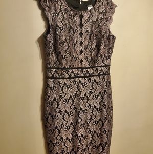 Nwt - Roz&Ali silver Black Sequin sheath Size 12